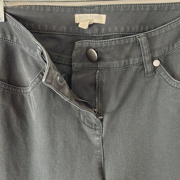 Eileen Fisher Women's Petite M Gray Contrast Stripe Organic Cotton Ankle Pant - Picture 7 of 12